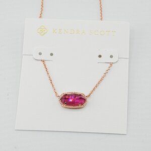 Kendra Scott Oval Fuchsia Glass Shell Necklace